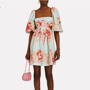 Zimmermann Mae Floral Puff Sleeve Mini Dress